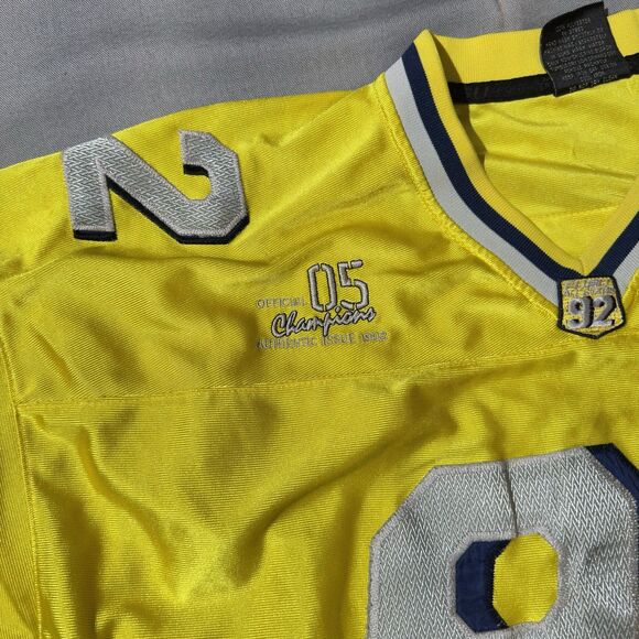 VTG FUBU 92 Football Jersey XL Yellow Silver 2000s Hip Hop Streetwear Rare - Picture 7 of 13